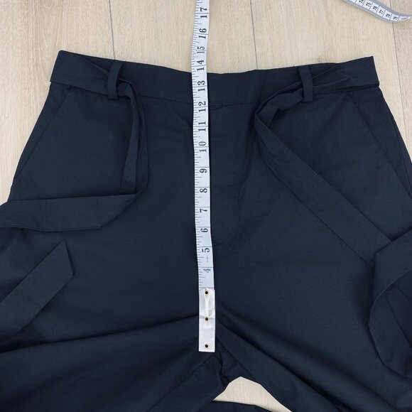 Halston Black Lace Hem Wide Leg Cropped Pants Sz M - Picture 8 of 12